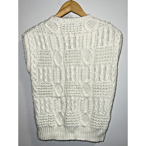 VTG Stevemor Cable Knit Sweater Vest Cottage Cream 100% Acrylic Soft Warm - Sz M - Picture 5 of 5